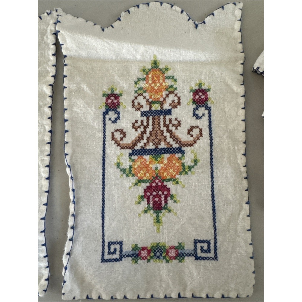 Vintage Handsewn Table Top Scarves Lot of 3 / 4 Napkins